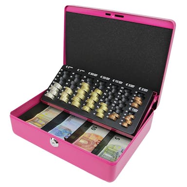 Secureo Geldkassette XL mit Euro-Münzzählbrett pink